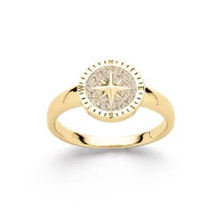 Ring "Kompassrose 2.0" Strandsand vergoldet
