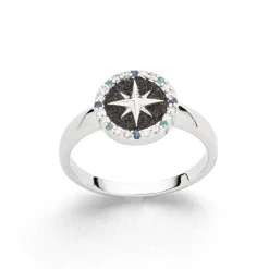 Ring "Kompassrose 2.0" Zirkonia und Lavasand