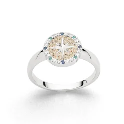 Ring "Kompassrose 2.0" Zirkonia und Strandsand