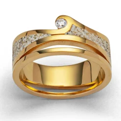 Ring "Maui" Strandsand/Zirkonia vergoldet