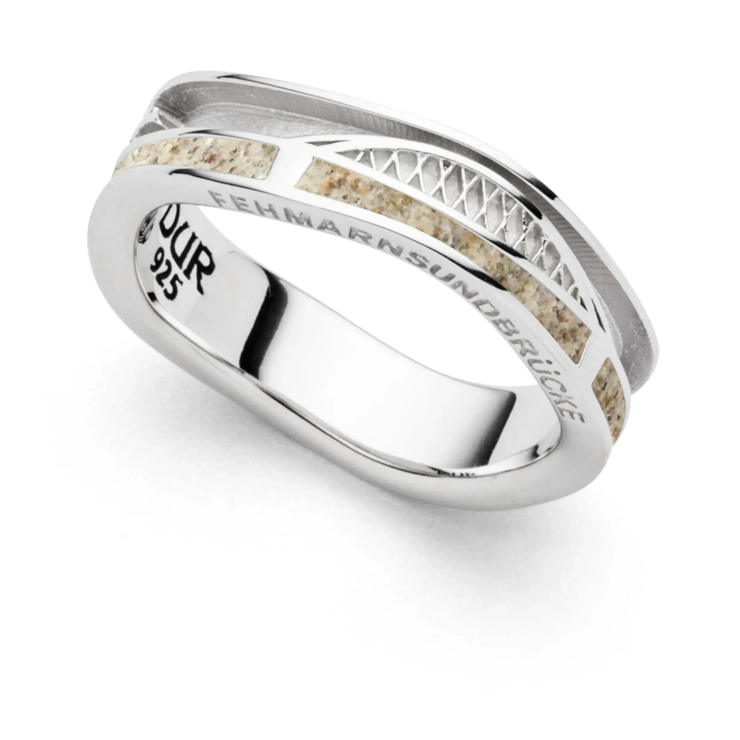 Ring Strandwellen "Fehmarnsundbrücke" hell matt rhod./ Strandsand