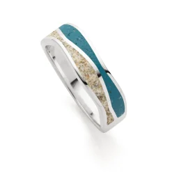 Ring "Welle" Strandsand/blauer Steinsand