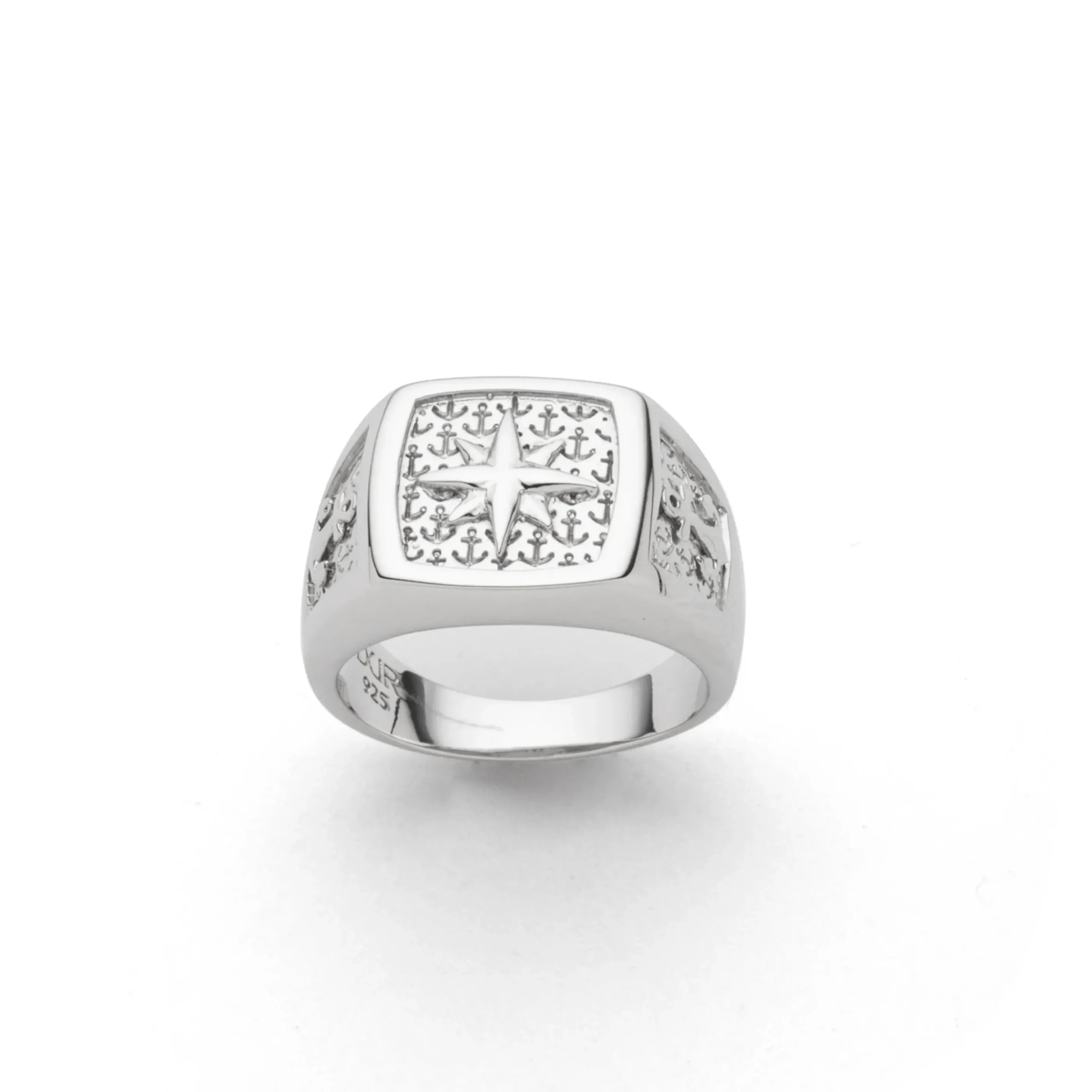 Ring"Kompassrose" rhodiniert