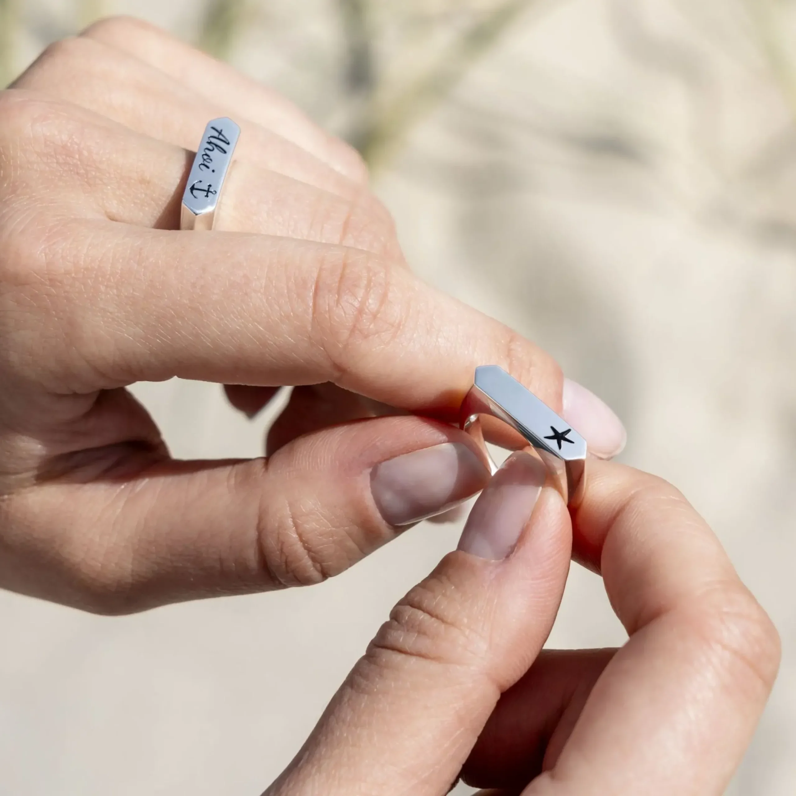 Signet Ring "Seestern" oxidiert
